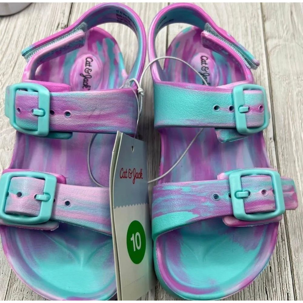 Little Girls Sandals Size 10 Blue Purple Summer Buckle Shoes Waterproof